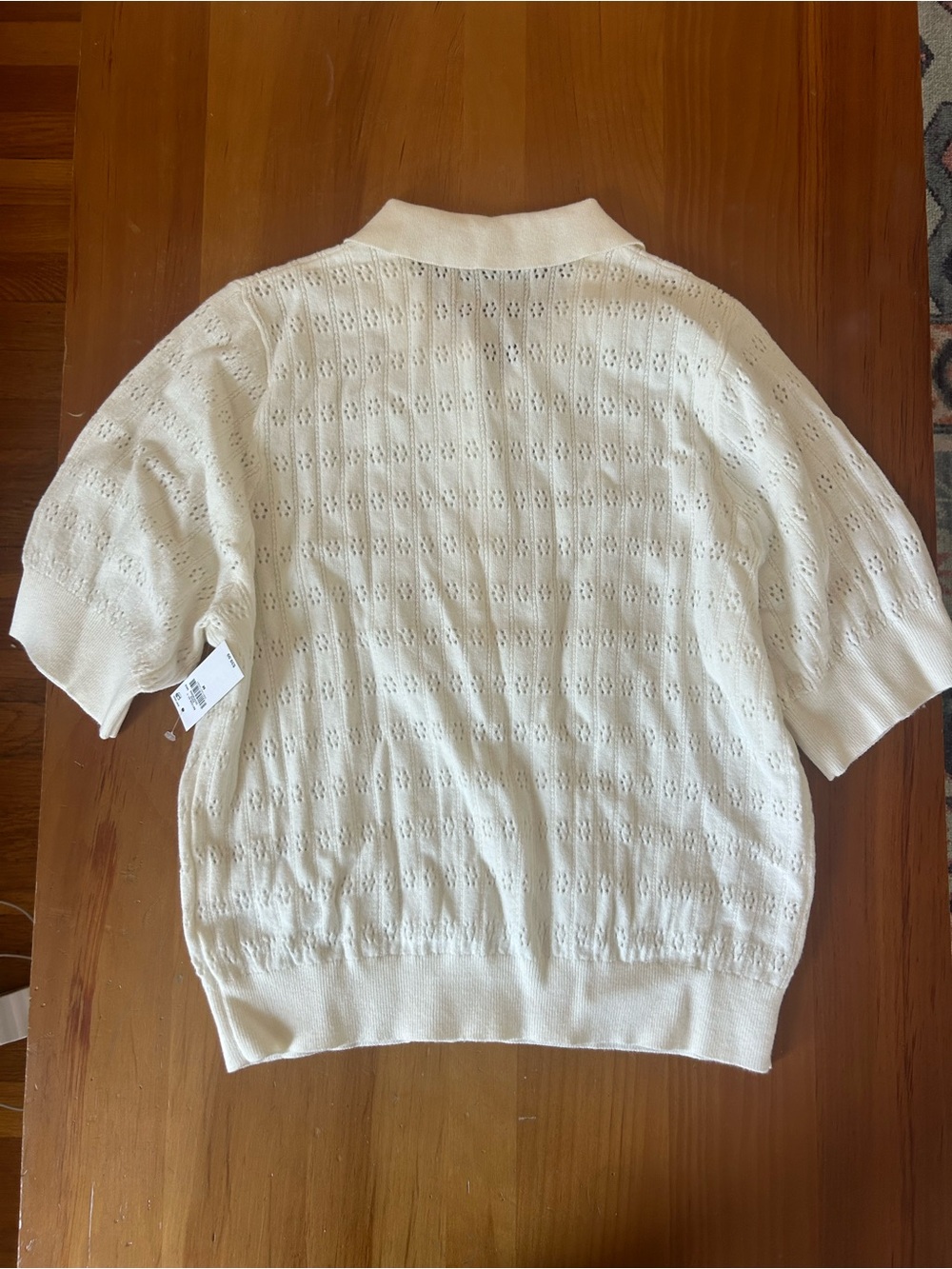 Old Navy Cream Eyelet Polo Sweater - Picture 3 of 5